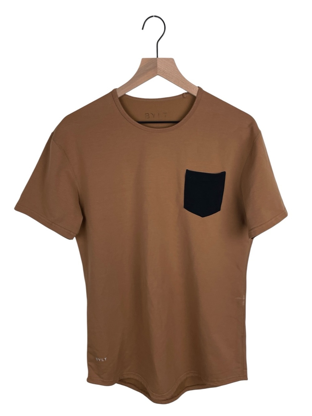 BYLT Drop Cut Short Sleeve Lux Shirt Contrast Pocket Tee Size Medium Brown Black